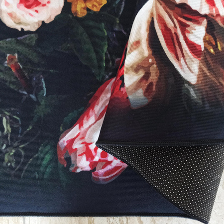 Dywan z poliestru w kwiaty róże czarny Horeca-New 119 - 160x220 cm