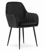 Czarne krzesła tapicerowane z podłokietnikami LUGO - Fotele do jadalni (2 sztuki)