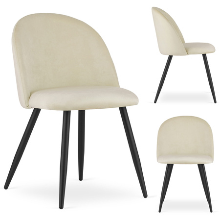 Beżowe krzesło BELLO do jadalni - Tapicerowane, jasne krzesło z profilowanym oparciem