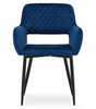 Tapicerowane krzesło kubełkowe AMALFI - Granatowe, pikowane krzesło z podłokietnikami