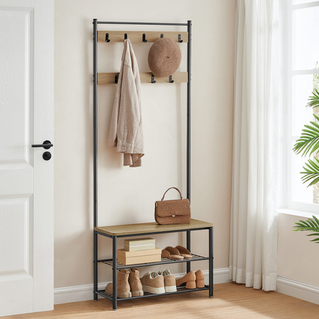 Wieszak na ubrania z półką - Stojak na ubrania z ławką (Dąb Sonoma) VASAGLE HSR041B11