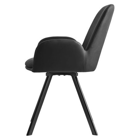 Czarne krzesła z podłokietnikami ELIA - Funkcjonalne, obrotowe krzesła z ekoskóry x2