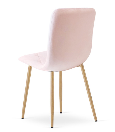 "Krzesło LIBRA - jasny róż aksamit / nogi kolor drewna x 3"