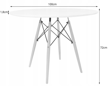 Skandynawski zestaw stół i 4 krzesła: Duży okrągły stół TODI 100cm i 4 szare krzesła OSAKA