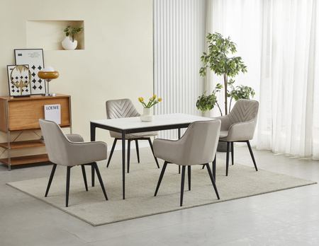 "Krzesło NANA360 - ciemny beż aksamit / nogi czarne x 2"