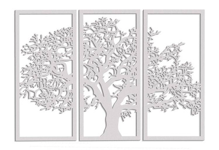 DEKORACYJNY TRYPTYK AŻUROWY, DRZEWO ŻYCIA, DEKORACJA ŚCIENNA 3D, ORNAMENT, 80 x 120 cm, CZARNY