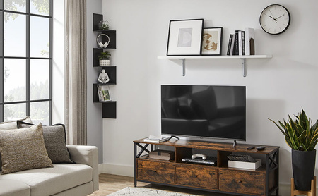 Narożna półka na książki - Narożny regał - Czarna półka ścienna - VASAGLE LBC072B01