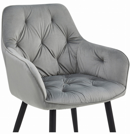 "Krzesło JORK - aksamit srebrno-szary / nogi czarne x 2"