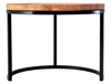 Stolik okrągły kawowy industrialny MANGO / stolik pomocniczy end of table z drewnianym blatem / szer.  70 cm