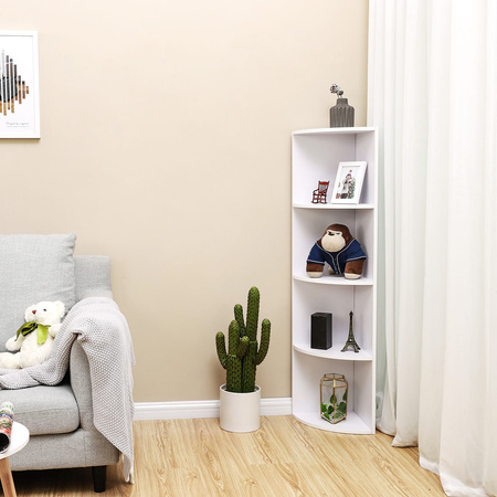 Prosta narożna półka - Narożny regał - Biała półka do salonu - VASAGLE LBC42WT