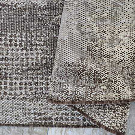 Brązowy dywan abstrakcyjny sznurkowy dwustronny (na balkon) ZARA 10 - 120x170 cm