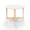 Stolik kawowy okrągły minimalistyczny na drewnianym stelażu [średnica 68 cm] STK-CROSSDES-68