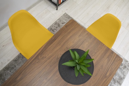 Krzesła OSAKA z tworzywa - Na czarnych nogach, musztardowe krzesła kuchenne (zestaw 2)