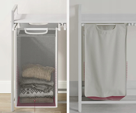 Biały kosz na pranie 92l Loft - Dwukomorowy kosz na bieliznę - VASAGLE BLH201W01