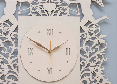 Efektowny zegar ścienny ANIOŁKI 50x50 cm wykonany w barokowym stylu, ORNAMENTI