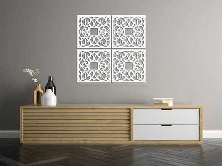 DEKORACYJNE PANELE AŻUROWE, ZESTAW 4 DEKORÓW ŚCIENNYCH CORNEILLE, SHABBY CHIC, FRANCUSKI STYL, BIAŁY