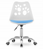 Białe krzesło obrotowe dla dzieci z niebieską tapicerowaną poduszką PRINT