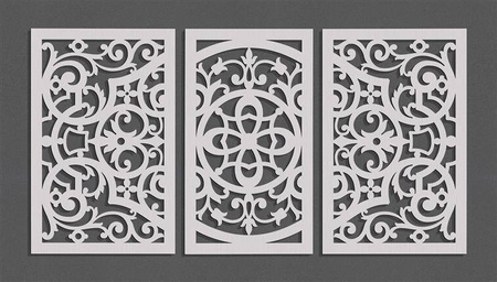 DEKORACYJNY TRYPTYK AŻUROWY, FLORELLE, DEKORACJA ŚCIENNA 3D, ORNAMENT, 80 x 150 cm, CZARNY