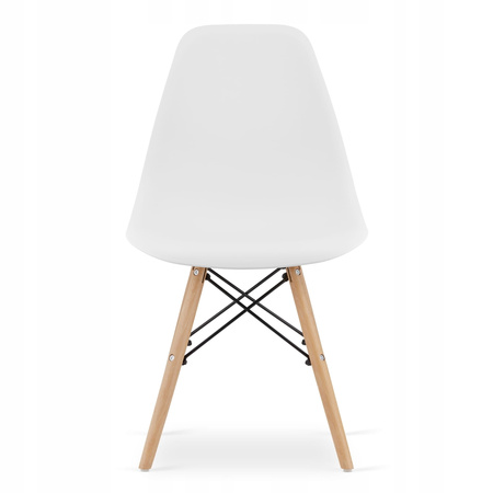 Skandynawski zestaw stół i 4 krzesła: Biały okrągły stół TODI 90cm i 4 białe krzesła OSAKA