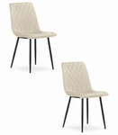 Welurowe krzesła TURIN - Nowoczesne, tapicerowane, beżowe krzesła z pikowaniem x2