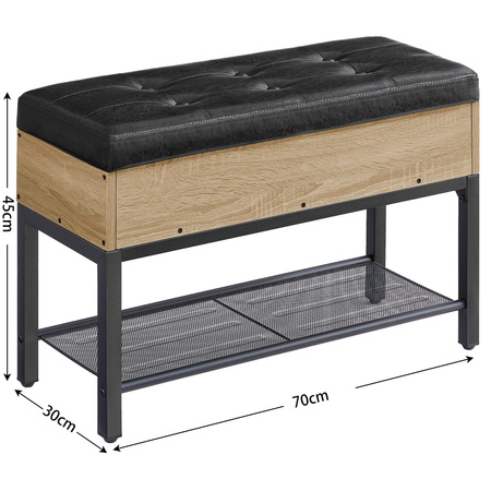 Pufa do przedpokoju ze schowkiem - Tapicerowana półka na buty (Dąb Sonoma) VASAGLE LSB046B11