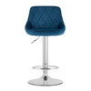 Granatowe krzesło barowe KAST - Tapicerowany hoker kuchenny z oparciem i podstawą chrom
