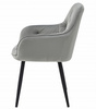 "Krzesło JORK - aksamit srebrno-szary / nogi czarne x 2"