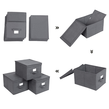 Szare pudełko tekstylne z pokrywą - Pojemnik tekstylny 3 sztuki - SONGMICS RFB03G