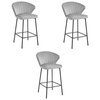 Tapicerowane szare krzesła barowe GATTA (3szt) - Welurowe hokery do wyspy