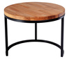 Stolik okrągły kawowy industrialny MANGO / stolik pomocniczy end of table z drewnianym blatem / szer.  70 cm
