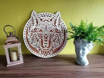 AŻUROWA, DWUWARSTWOWA  DEKORACJA ŚCIENNA, WILK, BOHO STYLE, BEJCA