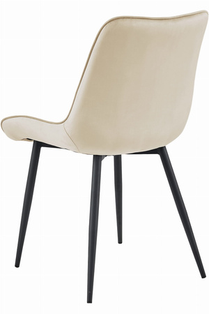 Krzesło BERA z aksamitu - Beżowe krzesło tapicerowane z modnym pikowaniem