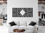 AŻUROWY TRYPTYK DEKORACYJNY, CLEMENTINE, DEKORACJA ŚCIENNA 3D, WŁOSKI STYL, ORNAMENT,75 x 160 cm, CZARNY