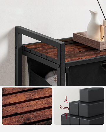 Czarny pojemnik na pranie z regałem - Wolnostojący kosz na bieliznę - VASAGLE BLH101B01