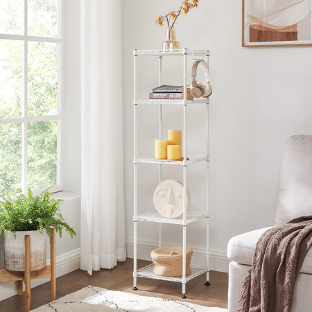 Biały regał łazienkowy - 5-poziomowa metalowa półka do łazienki - SONGMICS LGR023W01