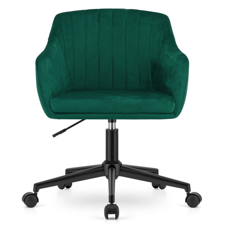 Biurowy fotel welurowy z aksamitu morska zieleń MINK - Obrotowe krzesło na kółkach