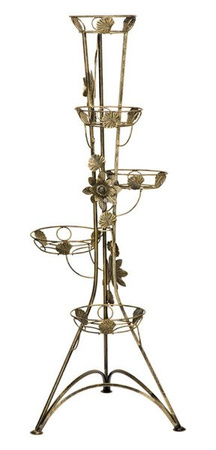 Kwietnik metalowy RÓŻANY KRZEW na 5 doniczek / stojak ozdobny na kwiaty [wys. 130 cm]