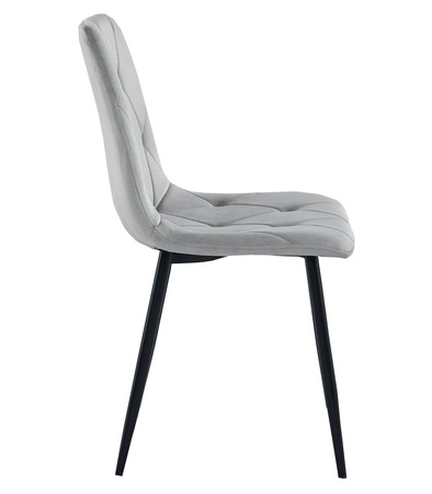 Pikowane krzesło glamour LIBRA - Welurowe krzesło w kolorze srebrnym / szarym