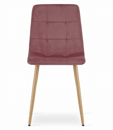 Nowoczesne różowe krzesło tapicerowane KARA - Kuchenne krzesło z aksamitu