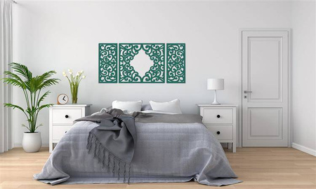 AŻUROWY TRYPTYK DEKORACYJNY, CLEMENTINE, DEKORACJA ŚCIENNA 3D, WŁOSKI STYL, ORNAMENT,75 x 160 cm, ZŁOTY