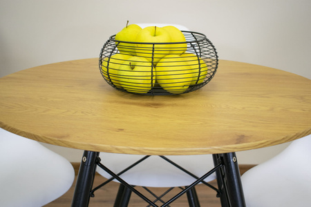 Okrągły stół jadalniany TODI 80cm - Stół w stylu skandynawskim z dębowym blatem