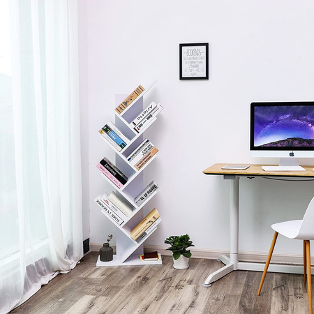 Biały regał na książki - Regał do salonu Drzewo - VASAGLE LBC11WTV1