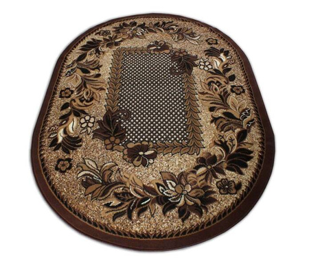 Dywan owalny do salonu klasyczny brązowy w kwiaty BCF Alfa 01 - 150x210 cm