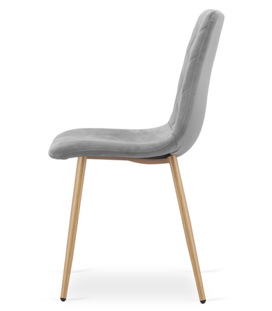 "Krzesło TURIN - jasny szary aksamit / nogi kolor drewna x 2"