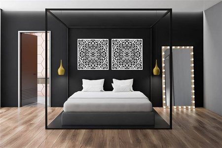 DEKORACYNY PANEL AŻUROWY, STYL MAROKAŃSKI, DEKORACJA ŚCIENNA 3D, ORNAMENT, DYPTYK, CZARNY