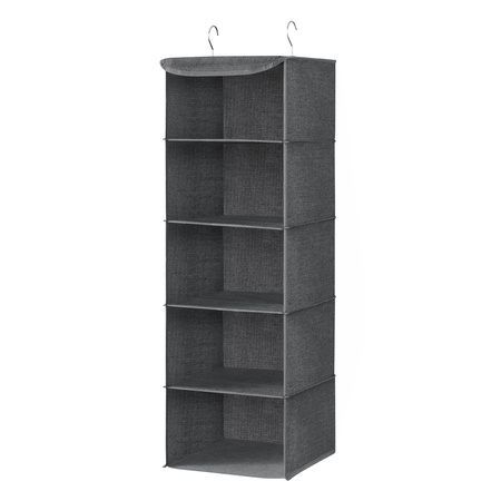 Szary zawieszany organizer z 5 półkami do szafy - SONGMICS RYCH06G
