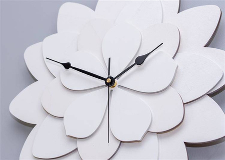 Dekoracyjny zegar ścienny 4-WARSTWOWY KWIAT w kolorze białym, ORNAMENTI
