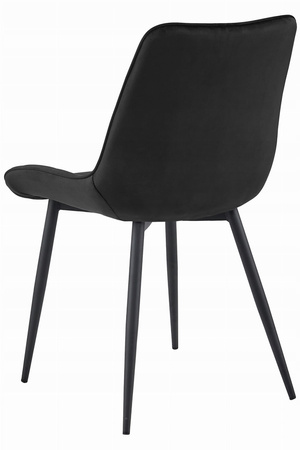 Czarne welurowe krzesło BERA z wygiętym siedziskiem - Pikowane krzesło do jadalni