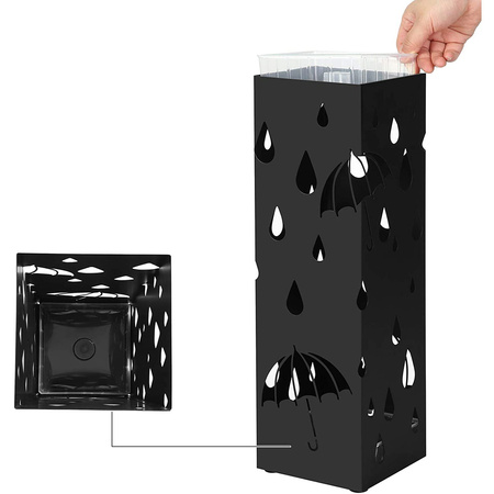 Czarny metalowy parasolnik - Nowoczesny stojak na parasole - SONGMICS LUC49B