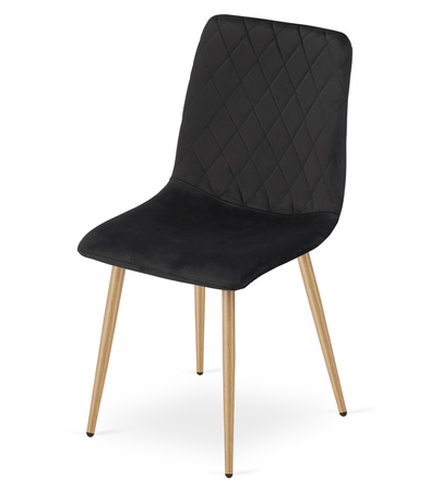 "Krzesło TURIN - czarny aksamit / nogi kolor drewna x 4"
